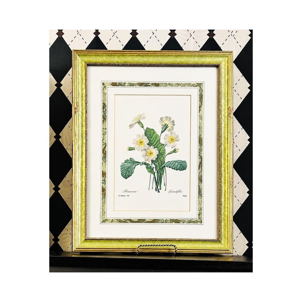 Large Botanical Lithograph Professionally Framed 21" Redouté French Floral Print